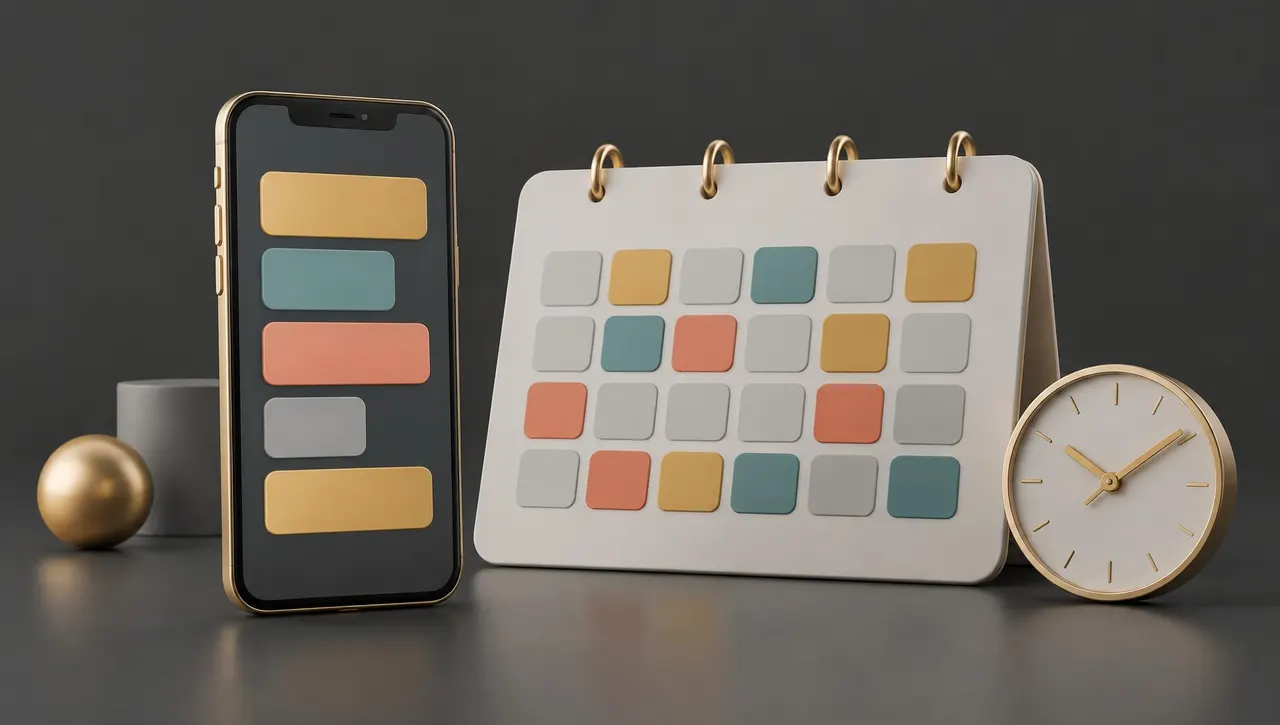 Illustrazione di uno smartphone accanto a un calendario con i turni.
